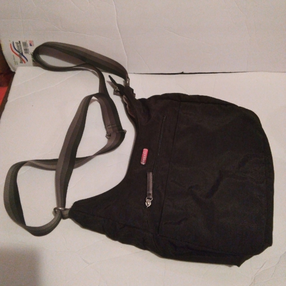 Baggallini Black Crossbody Bag with Gray Strap